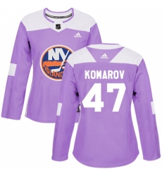 Women's Adidas New York Islanders #47 Leo Komarov Authentic Purple Fights Cancer Practice NHL Jersey