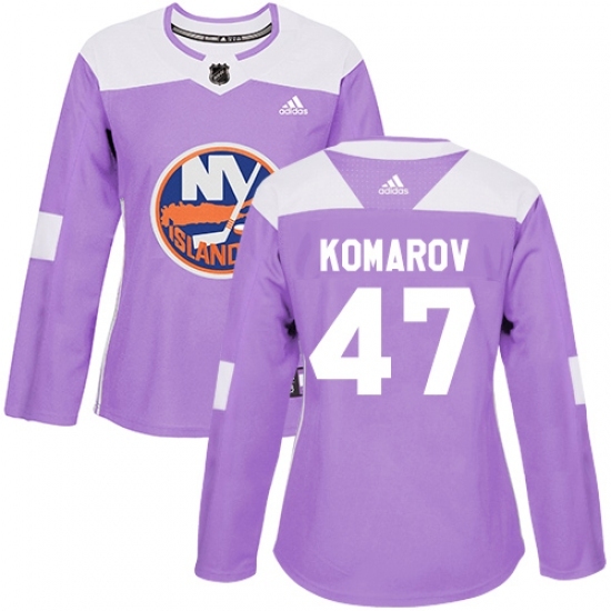 Women's Adidas New York Islanders #47 Leo Komarov Authentic Purple Fights Cancer Practice NHL Jersey Women's Adidas New York Islanders #47 Leo Komarov Authentic Purple Fights Cancer Practice NHL Jersey