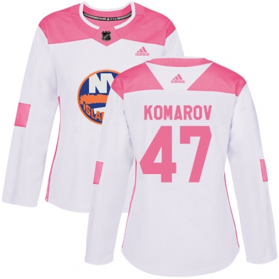 Women's Adidas New York Islanders #47 Leo Komarov Authentic White Pink Fashion NHL Jersey Women's Adidas New York Islanders #47 Leo Komarov Authentic White Pink Fashion NHL Jersey