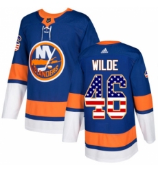Men's Adidas New York Islanders #46 Bode Wilde Authentic Royal Blue USA Flag Fashion NHL Jersey Men's Adidas New York Islanders #46 Bode Wilde Authentic Royal Blue USA Flag Fashion NHL Jersey