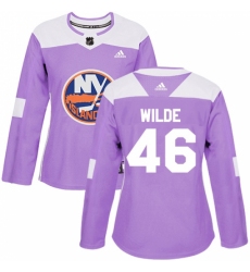 Women's Adidas New York Islanders #46 Bode Wilde Authentic Purple Fights Cancer Practice NHL Jersey Women's Adidas New York Islanders #46 Bode Wilde Authentic Purple Fights Cancer Practice NHL Jersey