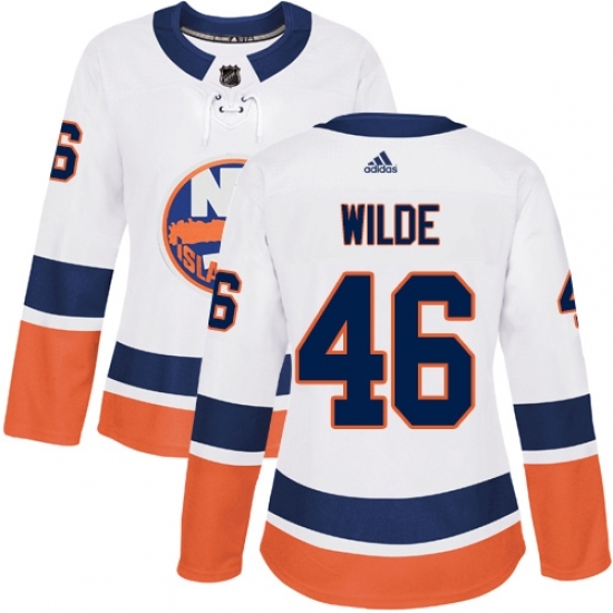 Women's Adidas New York Islanders #46 Bode Wilde Authentic White Away NHL Jersey Women's Adidas New York Islanders #46 Bode Wilde Authentic White Away NHL Jersey