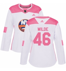 Women's Adidas New York Islanders #46 Bode Wilde Authentic White Pink Fashion NHL Jersey Women's Adidas New York Islanders #46 Bode Wilde Authentic White Pink Fashion NHL Jersey