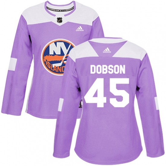Women's Adidas New York Islanders #45 Noah Dobson Authentic Purple Fights Cancer Practice NHL Jersey Women's Adidas New York Islanders #45 Noah Dobson Authentic Purple Fights Cancer Practice NHL Jersey