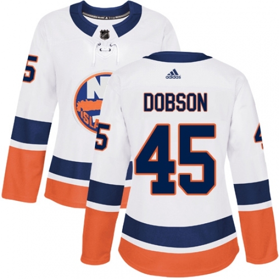 Women's Adidas New York Islanders #45 Noah Dobson Authentic White Away NHL Jersey Women's Adidas New York Islanders #45 Noah Dobson Authentic White Away NHL Jersey