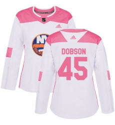 Women's Adidas New York Islanders #45 Noah Dobson Authentic White Pink Fashion NHL Jersey Women's Adidas New York Islanders #45 Noah Dobson Authentic White Pink Fashion NHL Jersey