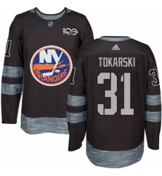 Men's Adidas New York Islanders #31 Dustin Tokarski Authentic Black 1917-2017 100th Anniversary NHL Jersey