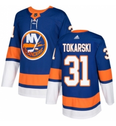 Men's Adidas New York Islanders #31 Dustin Tokarski Premier Royal Blue Home NHL Jersey