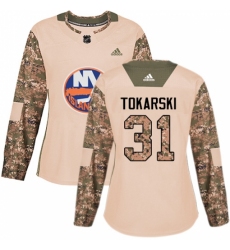 Women's Adidas New York Islanders #31 Dustin Tokarski Authentic Camo Veterans Day Practice NHL Jersey