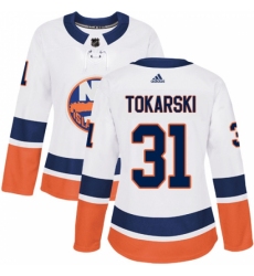 Women's Adidas New York Islanders #31 Dustin Tokarski Authentic White Away NHL Jersey