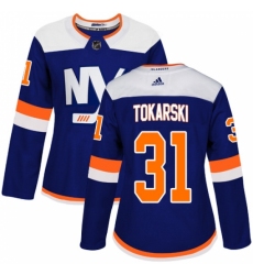 Women's Adidas New York Islanders #31 Dustin Tokarski Premier Blue Alternate NHL Jersey