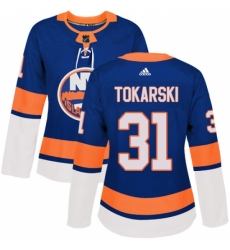Women's Adidas New York Islanders #31 Dustin Tokarski Premier Royal Blue Home NHL Jersey