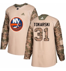 Youth Adidas New York Islanders #31 Dustin Tokarski Authentic Camo Veterans Day Practice NHL Jersey