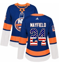 Women's Adidas New York Islanders #24 Scott Mayfield Authentic Royal Blue USA Flag Fashion NHL Jersey