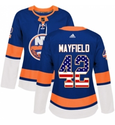 Women's Adidas New York Islanders #42 Scott Mayfield Authentic Royal Blue USA Flag Fashion NHL Jersey