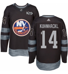 Men's Adidas New York Islanders #14 Tom Kuhnhackl Authentic Black 1917-2017 100th Anniversary NHL Jersey