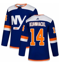 Men's Adidas New York Islanders #14 Tom Kuhnhackl Premier Blue Alternate NHL Jersey