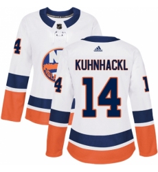 Women's Adidas New York Islanders #14 Tom Kuhnhackl Authentic White Away NHL Jersey