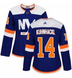 Women's Adidas New York Islanders #14 Tom Kuhnhackl Premier Blue Alternate NHL Jersey