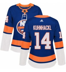 Women's Adidas New York Islanders #14 Tom Kuhnhackl Premier Royal Blue Home NHL Jersey