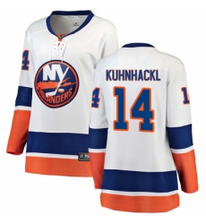 Women's New York Islanders #14 Tom Kuhnhackl Fanatics Branded White Away Breakaway NHL Jersey