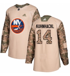 Youth Adidas New York Islanders #14 Tom Kuhnhackl Authentic Camo Veterans Day Practice NHL Jersey