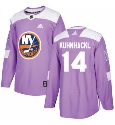 Youth Adidas New York Islanders #14 Tom Kuhnhackl Authentic Purple Fights Cancer Practice NHL Jersey