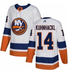 Youth Adidas New York Islanders #14 Tom Kuhnhackl Authentic White Away NHL Jersey