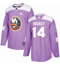 Men's Adidas New York Islanders #14 Thomas Hickey Authentic Purple Fights Cancer Practice NHL Jersey