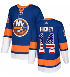 Men's Adidas New York Islanders #14 Thomas Hickey Authentic Royal Blue USA Flag Fashion NHL Jersey