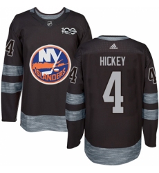 Men's Adidas New York Islanders #4 Thomas Hickey Authentic Black 1917-2017 100th Anniversary NHL Jersey