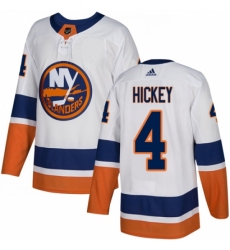 Men's Adidas New York Islanders #4 Thomas Hickey Authentic White Away NHL Jersey