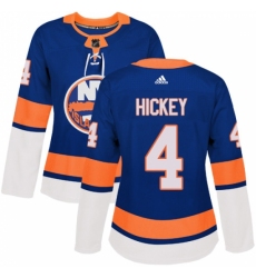Women's Adidas New York Islanders #4 Thomas Hickey Authentic Royal Blue Home NHL Jersey