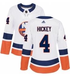 Women's Adidas New York Islanders #4 Thomas Hickey Authentic White Away NHL Jersey