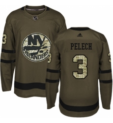 Men's Adidas New York Islanders #3 Adam Pelech Authentic Green Salute to Service NHL Jersey