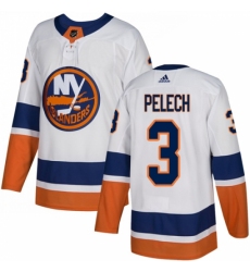 Men's Adidas New York Islanders #3 Adam Pelech Authentic White Away NHL Jersey