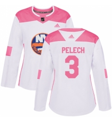Women's Adidas New York Islanders #3 Adam Pelech Authentic White Pink Fashion NHL Jersey