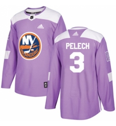 Youth Adidas New York Islanders #3 Adam Pelech Authentic Purple Fights Cancer Practice NHL Jersey