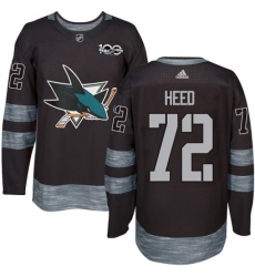 Men's Adidas San Jose Sharks #72 Tim Heed Authentic Black 1917-2017 100th Anniversary NHL Jersey