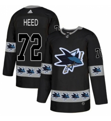 Men's Adidas San Jose Sharks #72 Tim Heed Authentic Black Team Logo Fashion NHL Jersey