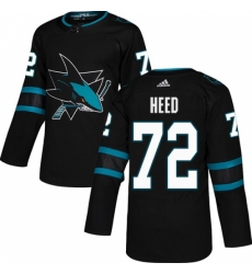 Men's Adidas San Jose Sharks #72 Tim Heed Premier Black Alternate NHL Jersey