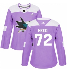 Women's Adidas San Jose Sharks #72 Tim Heed Authentic Purple Fights Cancer Practice NHL Jersey