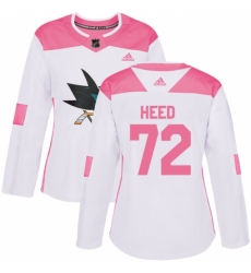 Women's Adidas San Jose Sharks #72 Tim Heed Authentic White/Pink Fashion NHL Jersey