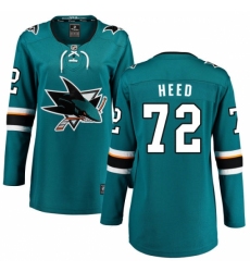 Women's San Jose Sharks #72 Tim Heed Fanatics Branded Teal Green Home Breakaway NHL Jersey