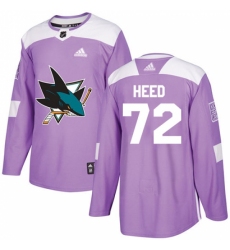 Youth Adidas San Jose Sharks #72 Tim Heed Authentic Purple Fights Cancer Practice NHL Jersey