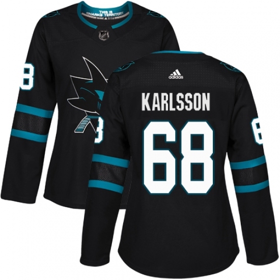 Women's Adidas San Jose Sharks #68 Melker Karlsson Premier Black Alternate NHL Jersey Women's Adidas San Jose Sharks #68 Melker Karlsson Premier Black Alternate NHL Jersey