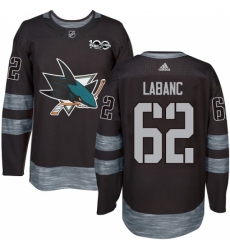 Men's Adidas San Jose Sharks #62 Kevin Labanc Authentic Black 1917-2017 100th Anniversary NHL Jersey