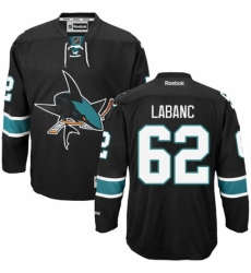 Men's Reebok San Jose Sharks #62 Kevin Labanc Authentic Black Third NHL Jersey