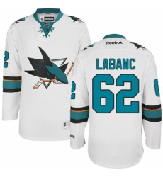 Men's Reebok San Jose Sharks #62 Kevin Labanc Authentic White Away NHL Jersey