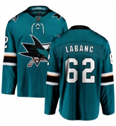 Men's San Jose Sharks #62 Kevin Labanc Fanatics Branded Teal Green Home Breakaway NHL Jersey